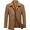 MODFUL - Cappotto da uomo in lana, caldo, corto, casual, soprabito invernale, trench, giacca a collo alto, peacoat, Marrone, XXL