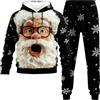 Générique Set Pigiama Natalizio per Uomo Set Due Pezzi Divertente con Smiley Babbo Natale Felpa con Cappuccio Oversize con Stampa Natalizia e Pantalone Largo Skateboard Hip-Hop Disco Streetwear, Nero