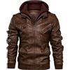 Oanviso Giacca Pelle Uomo Giacca Moto Biker con Cappuccio F Grigio XL | Giubbotto, Manica Lunga, Antivento, Outdoor, Giacche, Parka, di Pelle PU, Caldo, Autunno, Invernale