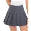Wikoan Gonne da Donna Corte da Donna Elegante Gonna a Pieghe Gonna Corta Estiva con Fodera Interna,Grigio Scuro,M