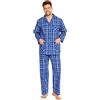 Amaxer Classico Pigiama da Uomo in Due Pezzi,in Cotone,da Notte,a Maniche Lunghe,con Tasche,con Coulisse