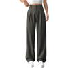 shownicer Pantaloni Donna Eleganti Vita Alta Gamba Dritta Palazzo Tinta Unita Comodi Business Pants A Grigio Scuro M