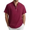 Enlision Camicia Coreano Uomo Lino Manica Corta Maglietta Bordeaux Uomo Estive Serafino Senza Collo Leggero Traspirante Eleganti Ampia vestibilità T Shirt Casual Taglia L