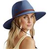 DRESHOW Cappello Panama Donna Cappello da Sole in Paglia a Tesa Larga Cappello di Paglia Regolabile Cappelli da Spiaggia UPF 50+