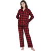 Amaxer Set Pigiama Caldo da Donna in Flanella 100% Cotone Set Pigiama Autunno e Inverno, quadretto Rosso e Nero，XXL