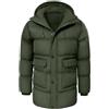 heekpek Giubbotto Invernale Uomo Cappotto con Cappuccio Idrorepellente Lungo Giacca Imbottito in cotone Giacconi Invernali Parka da Sci Snowboard Trekking, Verde, XL