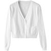 shownicer Maglioni Donna Cardigan con Bottone Scollo a V Leggero Maniche Lunghe Aperto Giacca Elegante Casual in Maglia A Bianco S