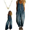 Ruhemeister Pro Salopette in Denim Di Cotone Lavato Vintage, 2026 Nuove Tute a Gamba Larga Da Donna, Design Con Bottoni E Spalline Regolabili, Traspiranti, Creano Una Forma Lusinghiera, Facili Da Indossare(D,M)