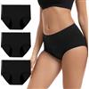 INNERSY Mutande Ciclo Mestruale Donna Flusso Abbondante bambù, XL, 3 Nero