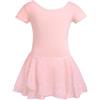 zffriction Ragazza Vestito da Balletto Balletto Leotard Vestito Danza Tutu Body Ginnastica Cotone Manica Corta con Chiffon Gonna per Ragazze