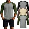 Geyoga Confezione da 3 Magliette da Uomo A Manica 3/4, Girocollo, Stile Baseball, Traspiranti E Sportive