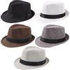 Geebuzz Fedora - Cappello classico estivo da spiaggia a tesa corta, per uomo e donna, confezione da 5, Confezione da 5: nero+bianco+caffè+grigio scuro+grigio chiaro, M