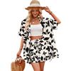 Joyesplay Camicia hawaiana da donna, vestito hawaiano, a maniche corte e a maniche corte per l'estate e la spiaggia, bianco, XL