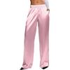 Generic Pantaloni eleganti a gamba larga in raso da donna Pantaloni lunghi fluidi eleganti casual in seta Pantaloni elasticizzati a vita alta