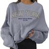 Generic New York Felpe larghe da donna autunno moda tinta unita felpe con cappuccio vestibilità ampia girocollo manica lunga vestibilità rilassata girocollo maglioni cartone animato workou università estetica