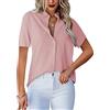 Homlan - Camicia da Donna con Scollo a V, a Maniche Corte, Elegante e Casual, con Bottoni, in Tinta Unita e con Tasca sul Petto, Colore: Rosa., XXL