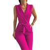 nicticsi Monopezzo Donna Elegante Tutina Pantalone Lungo Tailleur Tuta Playsuit Pantaloni Business Estiva Jumpsuit Moda Curvy Tute Sexy Pagliaccetto Blazer Casual Overall Con Cintura Rosa Rosso M