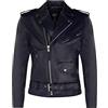 Infinity Leather Giacca da Motociclista da Uomo in Pelle Con Logo Brando