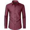 Alimens & Gentle Camicia da uomo a maniche lunghe, da uomo, senza stiratura, elasticizzata, per il tempo libero, per matrimonio, incontri business, casual,, Bordeaux, M