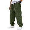 Onsoyours Pantaloni in Velluto a Coste da Uomo a Gamba Larga Pantalone con Tasche e Elastico in Vita A ArmyGreen M