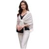 LA FERANI Sciarpa da Donna in Cashmere per Autunno Inverno 185 x 65 - Bianco Nero Pashmina Elegante di Lana Tinta Unita