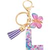 LECTNORE Portachiavi Portachiavi Personalizzati, Portachiavi Donna Portachiavi Carino Portachiavi Personalizzato Borsa Portachiavi Regali di Compleanno Sorella Portachiavi Alfabeto con Farfalla(Viola-L)