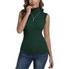 Enjoyoself Maglione Smanicato in Cotone Collo Alto Pullover Senza Maniche Maglia Collo Alto per Autunno Inverno, Capo Sottomaglione-Verde Foresta/XL