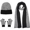 KRIPINC Set Cappello Sciarpa Guanti Uomo, Set 3 in 1 con Sciarpa e Berretto Uomo e Guanti Termici Touch Screen, Idee Regalo Ragazzo per Natale e Compleanno (Stile B, Nero)