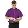 IvyRobes Camicia Prete a Maniche Corte da Uomo Clergyman con Colletto Sacerdote per Unisex Viola