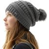 TOP-EX PolarWool™ 100% Berretto in lana per donna - Caldo berretto invernale lavorato a maglia con elegante pompon, fodera in raso o in pile, Taglia unica
