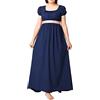 BLESSUME Abito Regency da Donna con Fascia Maniche a Sbuffo Arricciate Vita Impero per Festa del Tè Vestito da Ballo, Blu, S