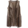 Fulidngzg Giacca da Donna con Nappe Cowgirl Steampunk Disco Cardigan Senza Maniche Camicia Anni 70 Carnevale Marrone Vintage Gilet In Pelle Scamosciata Finta Cardigan da Motociclista