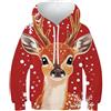 VesFy Renna Traspirante Giacca Stampa 3D Animalii Uomo Felpe Hoodie Cappuccio Felpa Casual Cappotto Pullover Maniche Lunghe per Bambini con Teens per Bambini E Ragazzi 10-12Y
