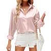 HANERDUN Camicia Donna Elegante Camicia Button Down in Raso di Seta Maglia a Tinta Unita Top