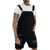 Oanviso Salopette Corta in Denim da Uomo Tinta Unita/Foro Strappato Jumpsuit con Cinturino Regolabile Multi-Tasche Casual Jeans Comodo Salopette Classico Vintage Abiti da Lavoro C Nero S