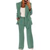 shownicer Tailleur Donna Eleganti Pantaloni e Giacca da Cerimonia Completo Blazer a Maniche Lunghe Tuta Elastici in Vita Set di Abiti in Tinta Unita Due Pezzi Elegante Suit A Verde Chiaro L