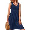 Rayson Abiti Donna Estivi Casual Vestiti Maniche Senza Abiti Elegante Mini Abito a Pieghe Vestito Scollo a U Maniche Senza T Shirt Dress Estiva Donna Miniabito(Blu Navy,S)