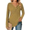 DUOEASE Magliette Donna Manica Lunga Leggero Pullover Scollo a V Elegante Casual Maglione(Giallo Senape,2XL)