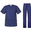 B-well Cesare Uniforme Sanitaria Donna e Uomo Unisex Set con Camice e Pantalone (M, Blue)
