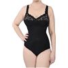 BODYPERFECT Body Donna Coppa D Contenitivo e Snellente Intimo Elegante in Pizzo Senza ferretto Scollatura sulla Schiena XL - NERO