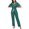 COLORFULLEAF 100% cotone, pigiama da donna, con bottoni, pigiama, set da 2 pezzi, a maniche corte, pantaloni lunghi
