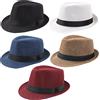 Geebuzz Confezione da 5 cappelli Fedora a tesa corta per uomo donna classico estivo spiaggia cappello da sole Panama Gatsby Fedora Cappelli, Confezione da 5 pezzi nero+bianco+cachi+blu+vino rosso, M