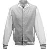 AWDis Just Hoods Just Hoods - Giacca College Varsity Jacket, unisex Grigio mélange/bianco XL