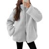 uxxnjfg Cappotto Donna Invernale Elegante Fleece Felpa Pile Giacca Invernale Donna Peluche Oversize Cappotto con Cappuccio Sportiva Maglione Cardigan con Zip Outerwear(Grigio,XL)