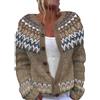 Generisch Cardigan da donna, maglione norvegese, elegante, casual, cappotto a maglia, maglieria jacquard, classico, colorato, a maniche lunghe, cardigan lavorato a maglia con bottoni, cardigan da