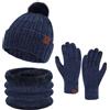 ZASFOU Donna Inverno Berretto Cappelli Sciarpa Touchscreen Guanti Set maglia ciniglia teschio Berretto Caldo pile foderato