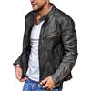 Oanviso Giacca da Uomo Ecopelle Giacche Biker Leggero Giubbino Bomber Giubbotto Vintage Giacca da Moto Moda Casual Jacket Primavera Giacca di Pelle Regular Fit A Nero XL