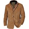 Generico Giacca da Uomo in Camoscio Elegante Bomber Giubbotto Vintage con Zip Intera Casual Stile Vintage Classico Giacca Safari da Uomo con Bottoni collo alto Giubbotto da Lavoro