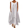 ORANDESIGNE Abito Lungo Donna Cotone e Lino Caftano Boho Abito Ampio Casual Moda Manica Lunga Scollo a V Abiti Lunghi Vestito Estivo Taglie Forti Eleganti Vestiti 2 in 1 Maxi Abito C Bianco XXL