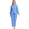 Amaxer Pigiama Donna Cotone Lungo 100% in Flanella Pigiama Invernale Manica Lunga Indumenti da Notte Tuta da Notte e Pantaloni Fiori Blu Scuro XL